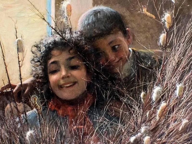 1864-Cipriano Cei - Due bambini